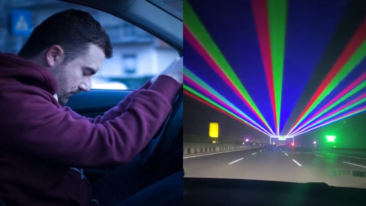 laser light on highways in china for sleepy drivers highway driving safety road saftey