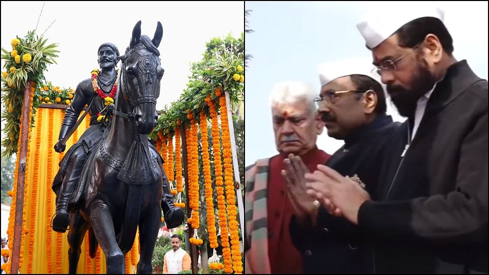 Maharashtra Cm Eknath Shinde And Lg Manoj Sinha Unveils Chhatrapati ...