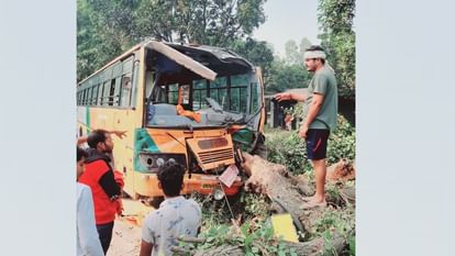 A bus collied to a mango tree in Raebareli, many injured.