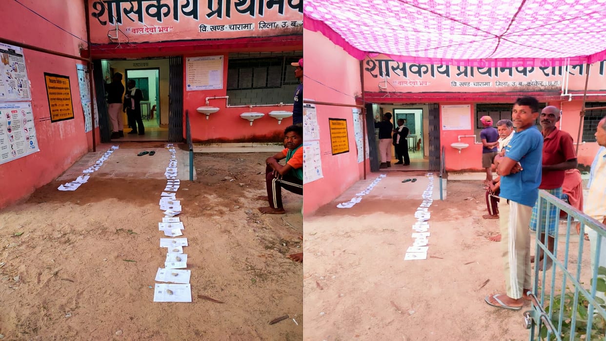 CG Election 2023: Unique style seen in Kanker, voters put their name slips in line