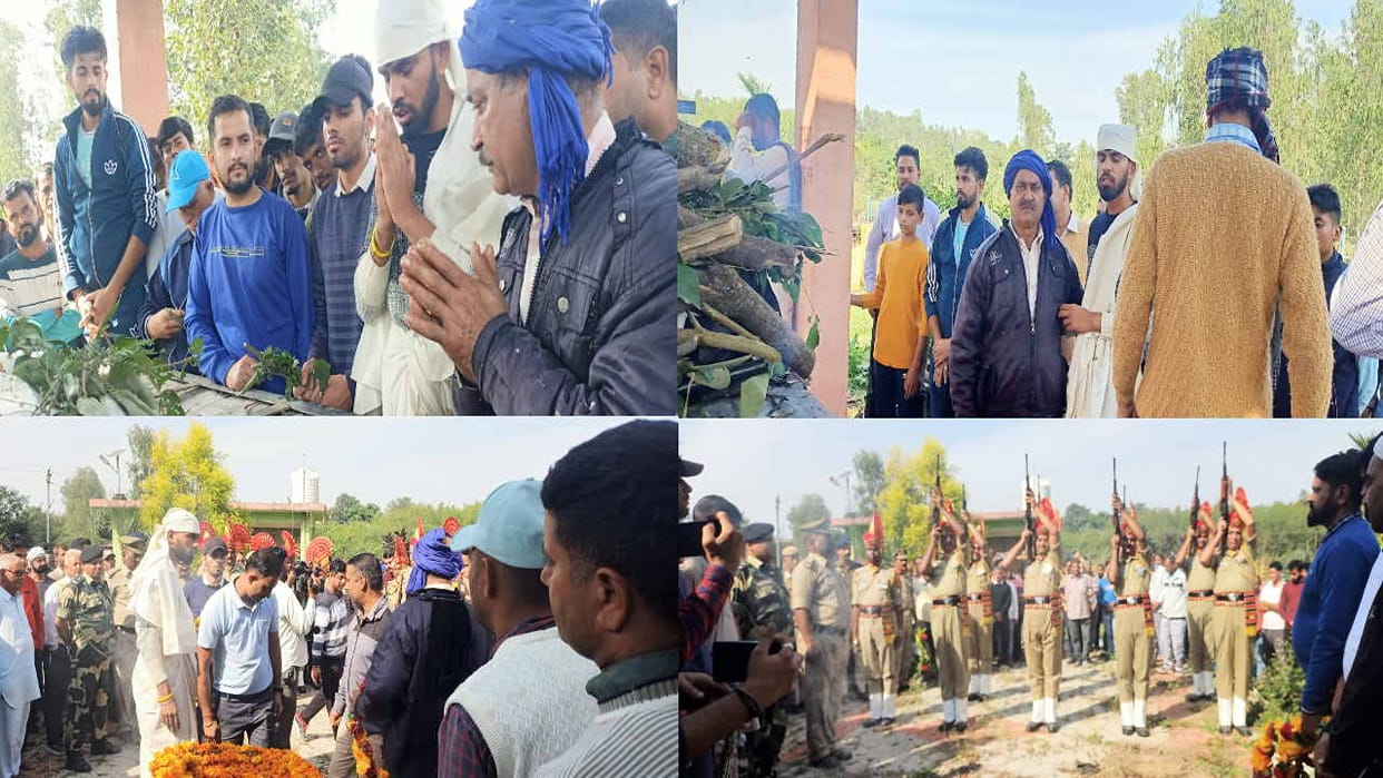 bid adieu to the soldier Balveer Chand with military honors in Nerna kangra, every eye became moist