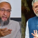 असदुद्दीन ओवैसी और सुशील मोदी।