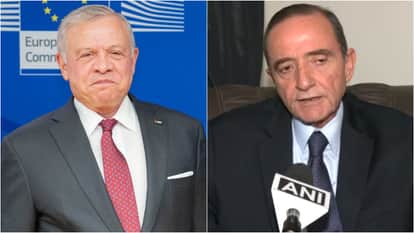 जॉर्डन के किंग अब्दुल्ला और भारत में जॉर्डन के राजदूत मोहम्मद सलाम जमील एएफ अल-कायद (फाइल)