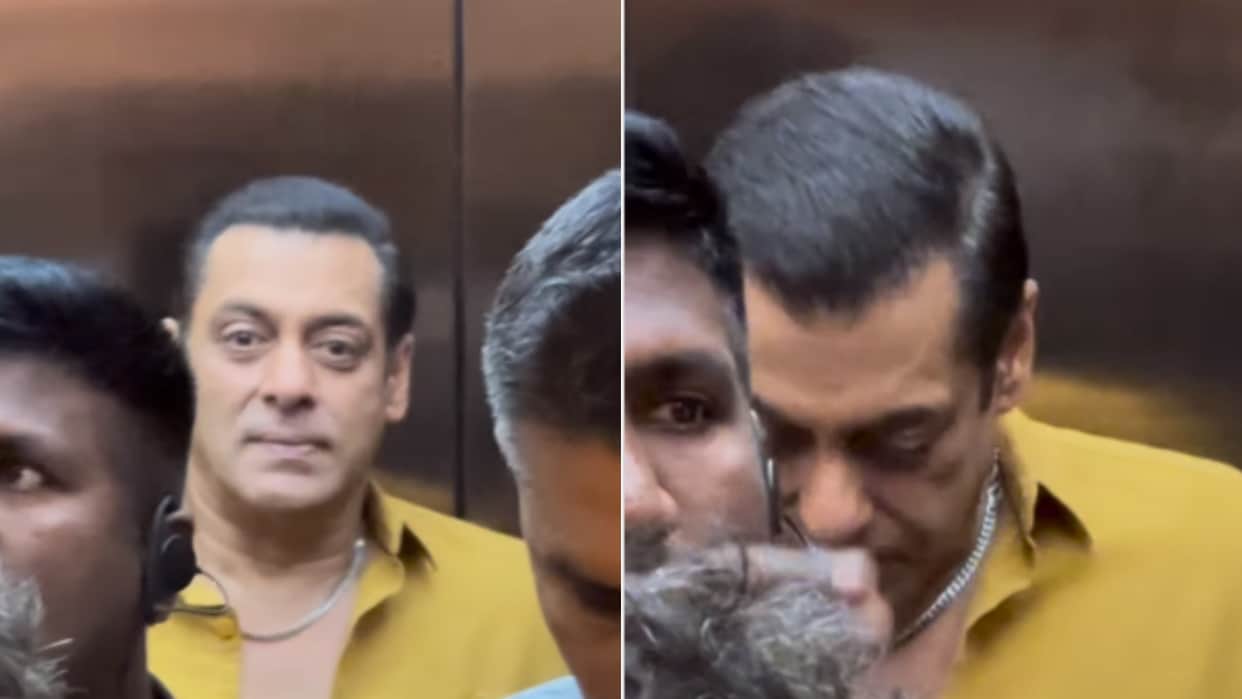 Tiger 3 actor Salman Khan Lift Photos video goes viral on Social Media read details here