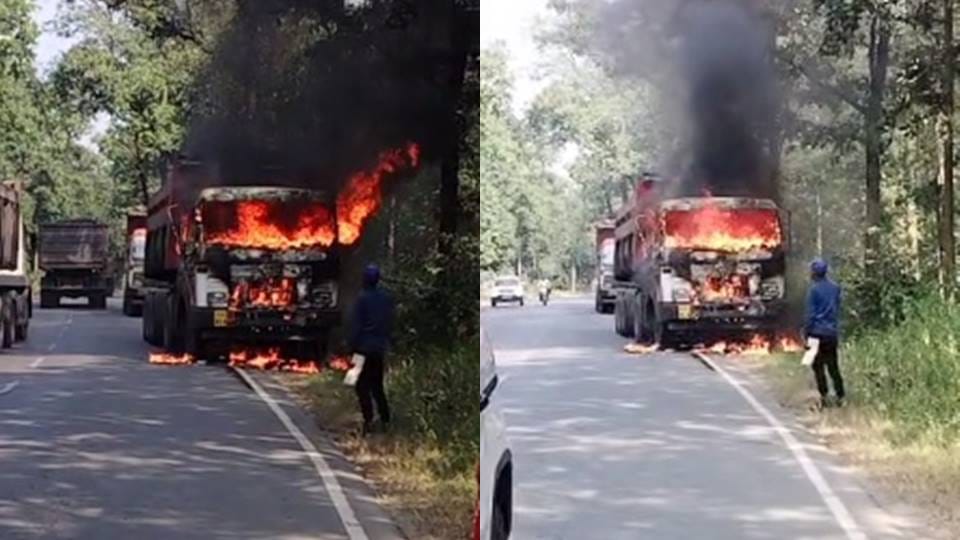 Fire broke out as soon as the vehicle exploded