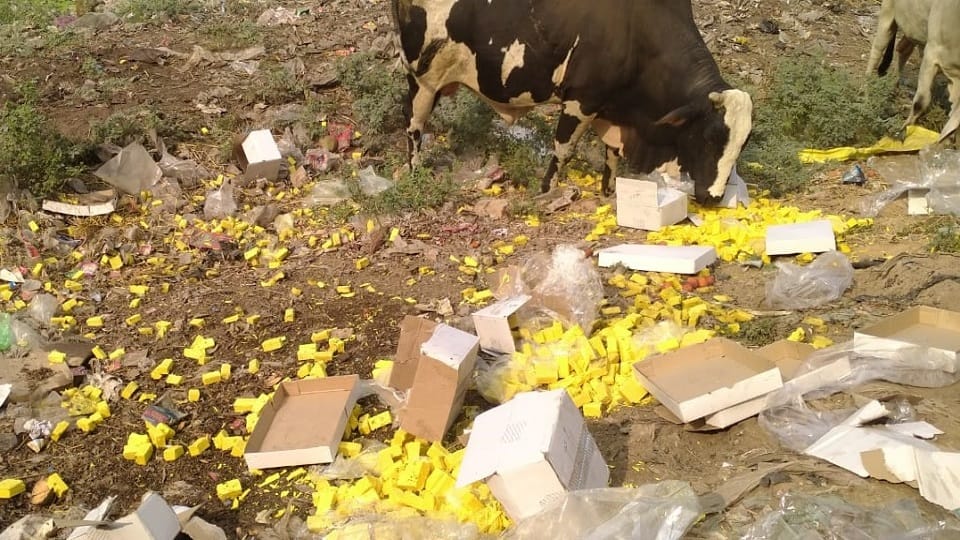 height of negligence sweets which were declared bad were thrown in the open for stray animals