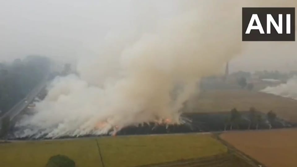 Stubble burnt at six places in Punjab