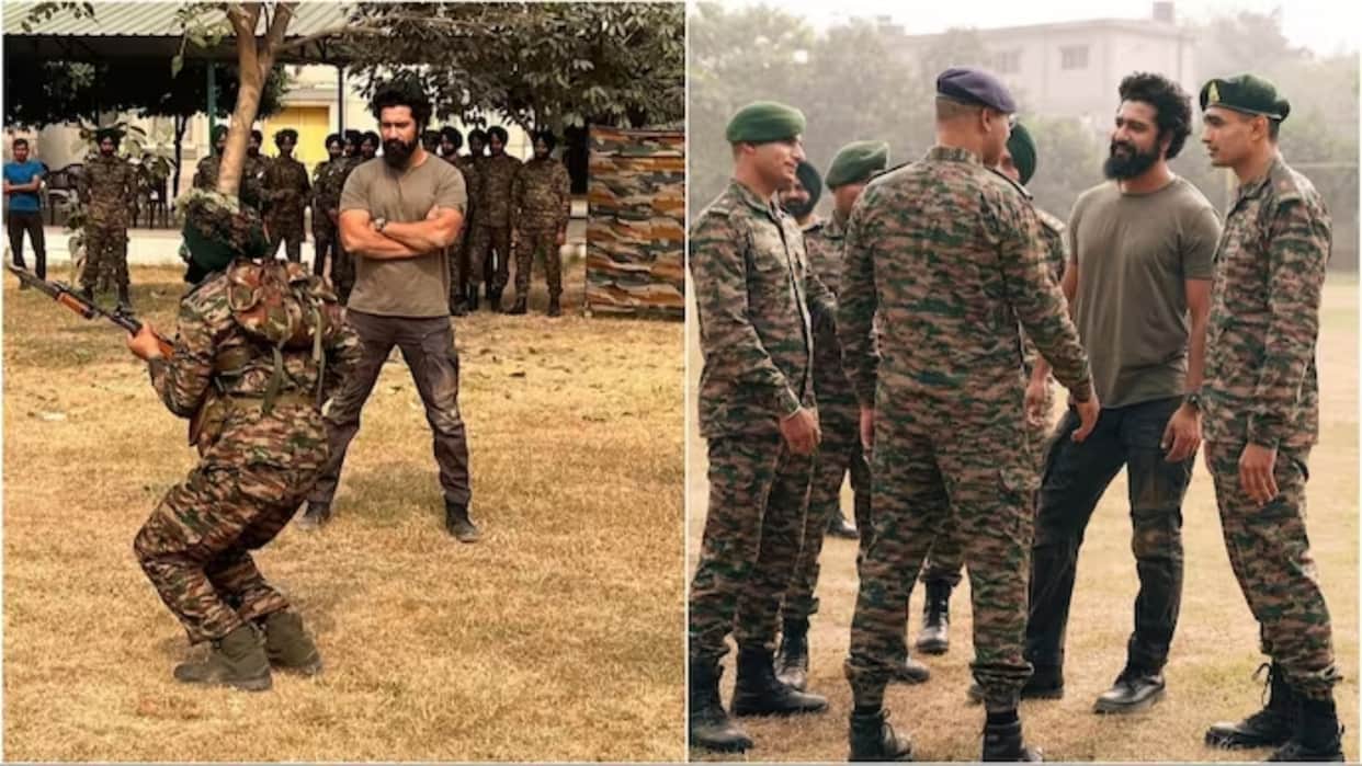 Sam Bahadur actor vicky kaushal stunts on fire and done obstacle training drills with army officers