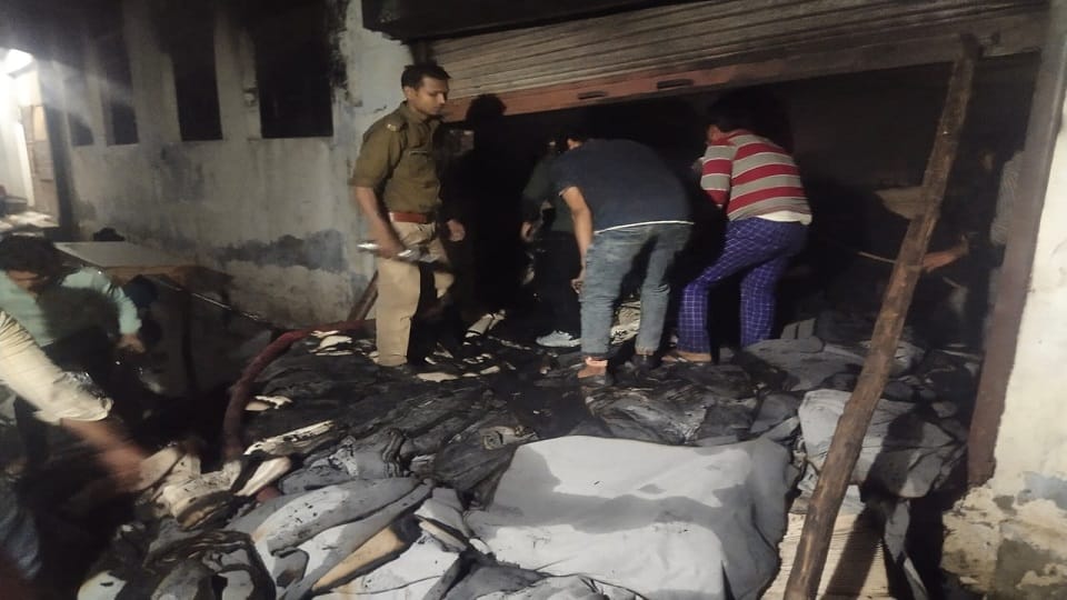 Massive fire in Meerut textile warehouse and power loom factory goods worth Rs 50 lakh burnt to ashes