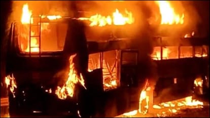 bus catches fire near Kharagpur going to Odisha from Kolkata West Bengal news update