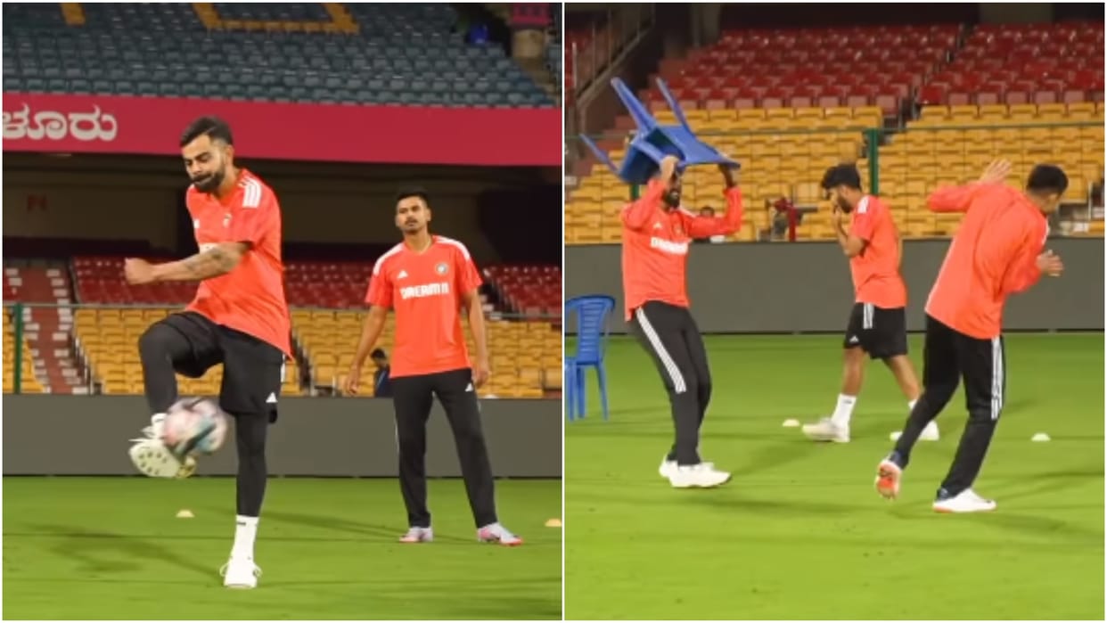 Indian players enjoyed footvolley, made chair 'net'; Siraj ran to hit Shubman Gill; IND vs NED VIDEO WC 2023
