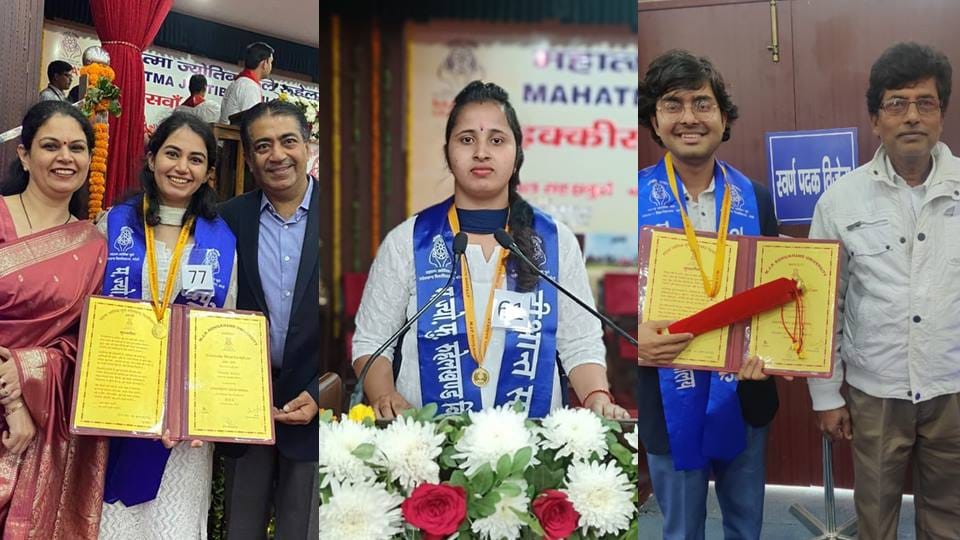 Moradabad: Gold rained on meritorious students Brass City, students got medals.. Parents faces lit up
