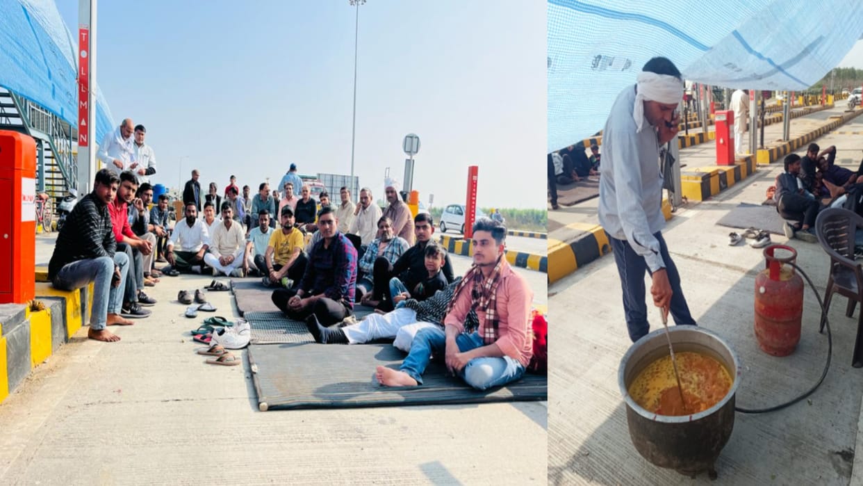 BKU Mahatma Tikait workers have made toll free on Meerut Karnal highway for three hours, demanded relaxation