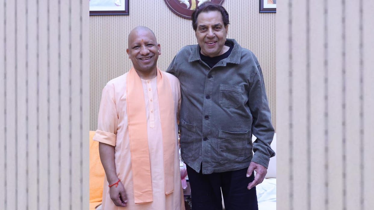 Film actor Dharmendra meets to CM Yogi Adityanath.