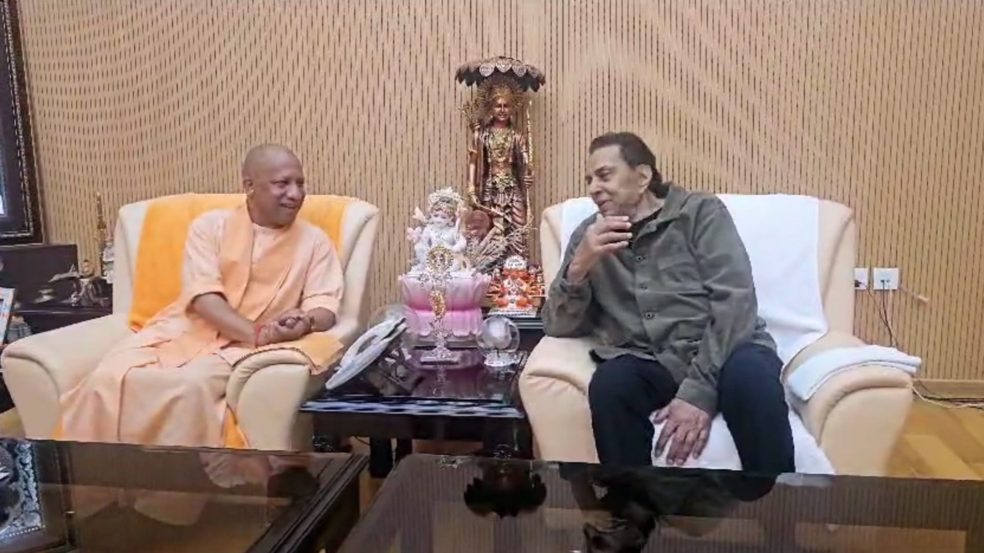 Film actor Dharmendra meets to CM Yogi Adityanath.