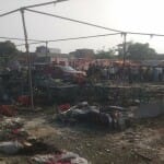 मथुरा के पटाखा बाजार में लगी आग