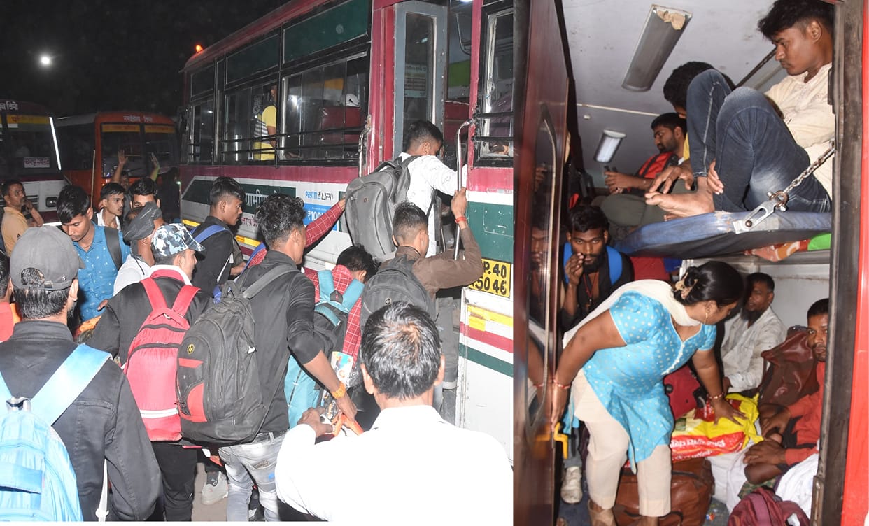 Yearning to reach home on Diwali, travelled standing, couldnt even find space to sit in trains and buses