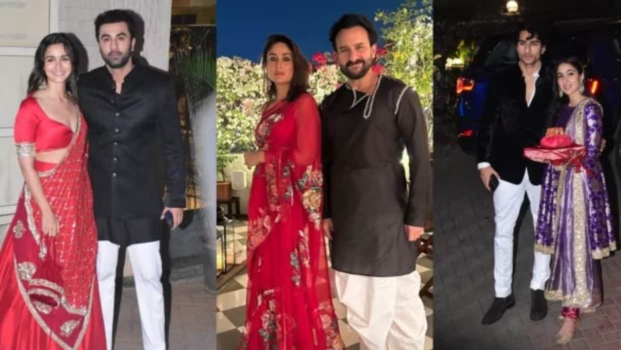 Alia Bhatt Ranbir Kapoor Arjun Kapoor Sara Ali khan grace at Kareena Kapoor Saif Ali Khan Diwali bash see Pics