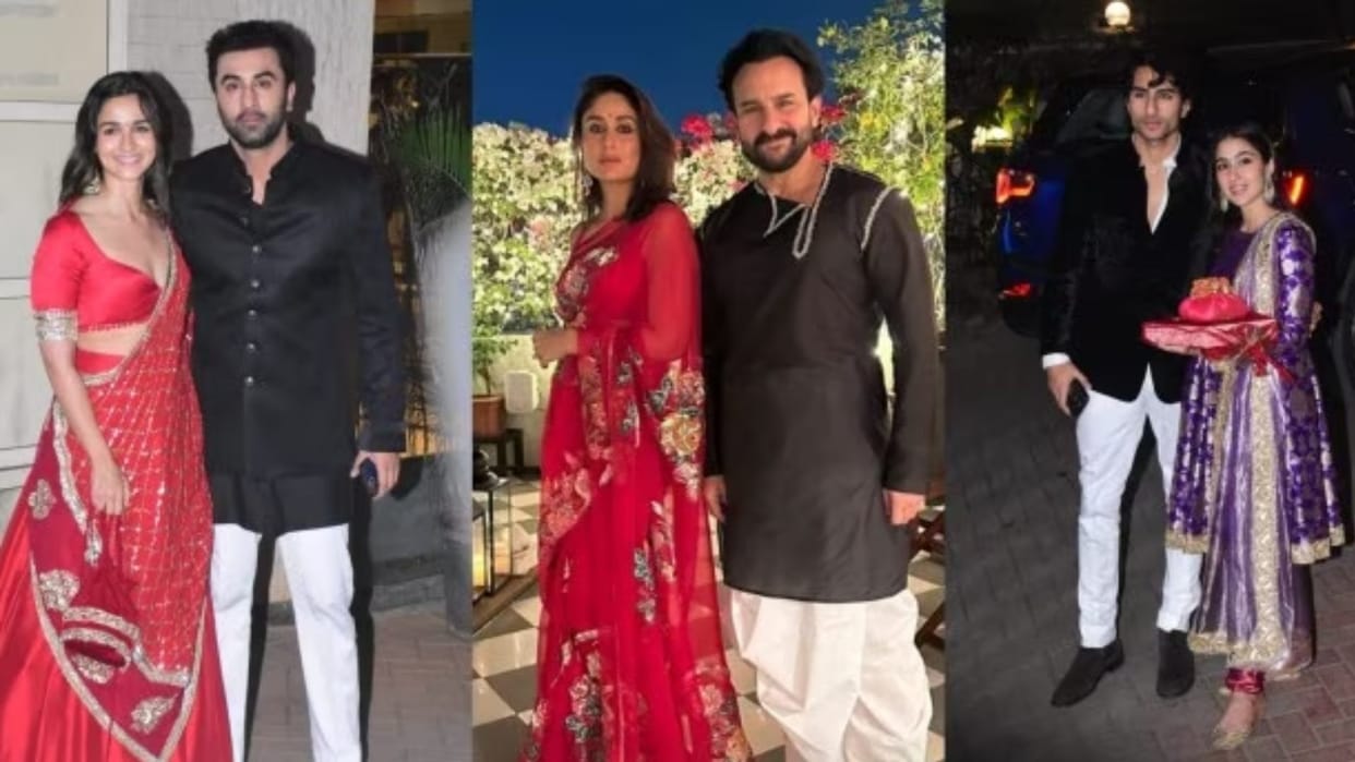 Alia Bhatt Ranbir Kapoor Arjun Kapoor Sara Ali khan grace at Kareena Kapoor Saif Ali Khan Diwali bash see Pics