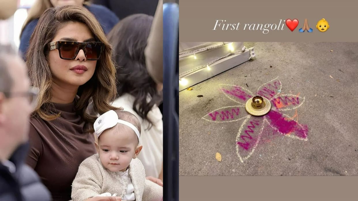 Global actress priyanka chopra shares photos of daughter malti marie jonas first rangoli on diwali 2023