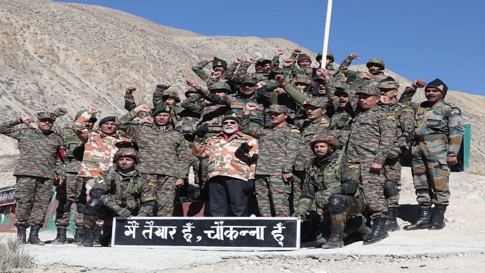 PM Narendra Modi celebrated Diwali with soldiers in Lepcha photos