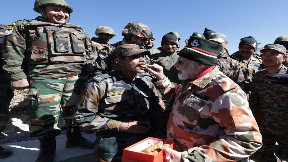 PM Narendra Modi celebrated Diwali with soldiers in Lepcha photos