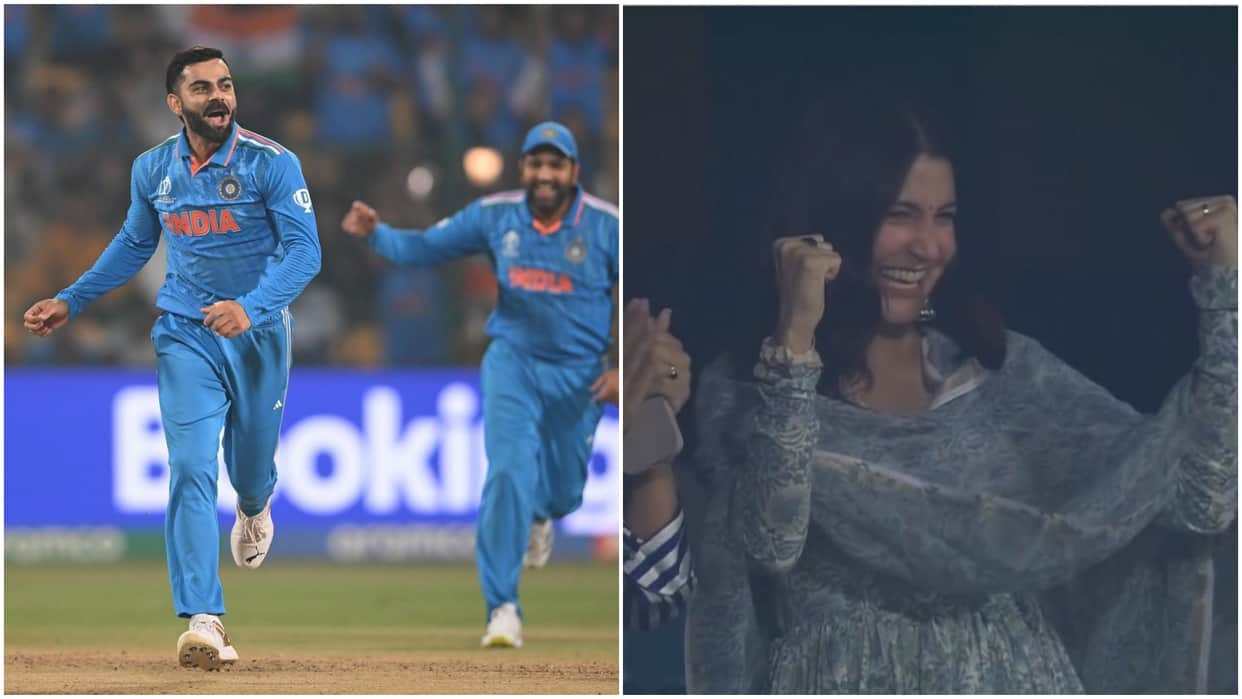 Video watch Virat Kohli took wicket Anushka Sharma happy India vs Netherlands cricket world cup 2023
