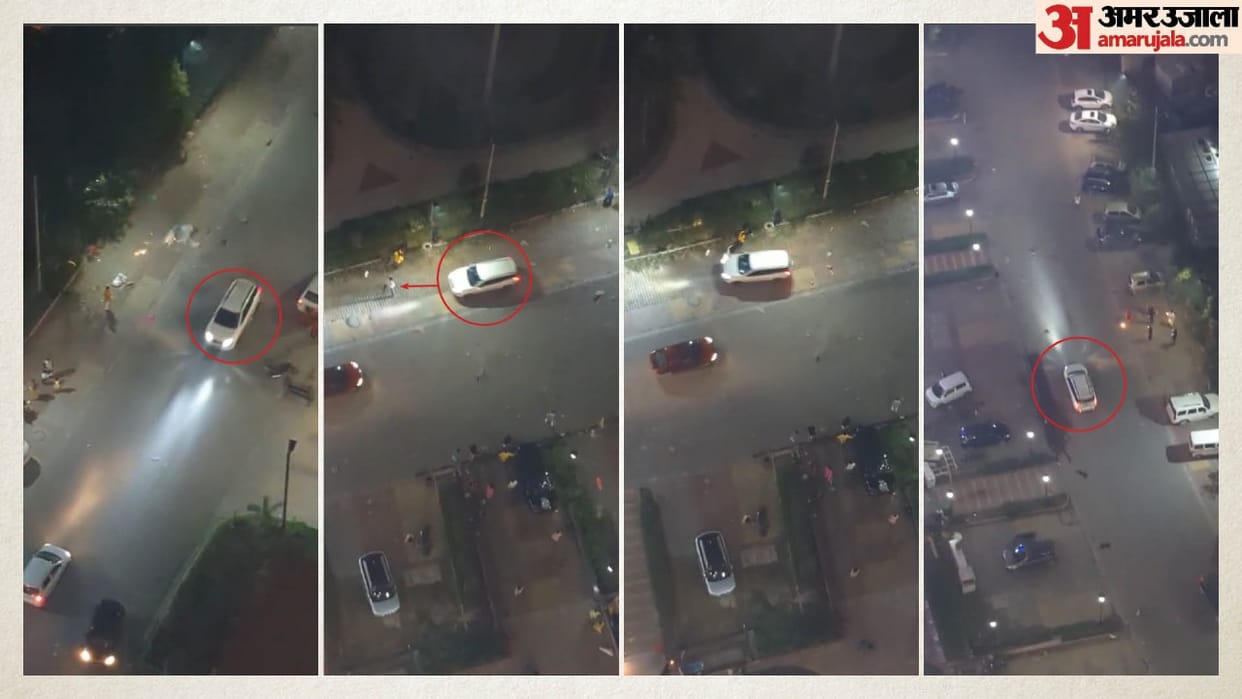 Hit and Run in Greater Noida Drunken car riders hit young man tried to crush many people