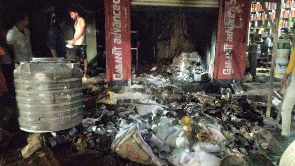 Fire breaks out in building material shop goods burnt to ashes