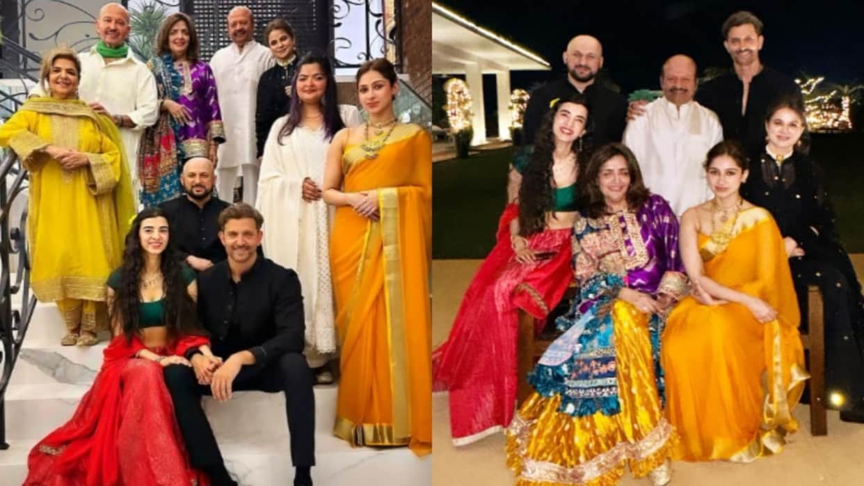 Hrithik roshan and saba azad hold hands as they celebrates diwali with his family