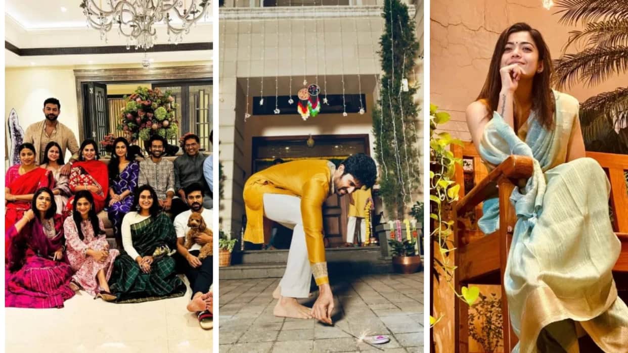 Diwali 2023 south celebs celebration Rashmika Mandanna Vijay Deverakonda Jr NTR ram charan varun tej Mammootty