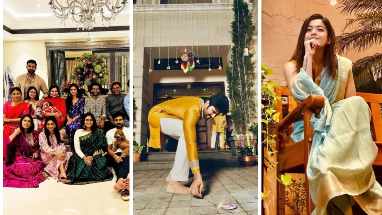 Diwali 2023 south celebs celebration Rashmika Mandanna Vijay Deverakonda Jr NTR ram charan varun tej Mammootty