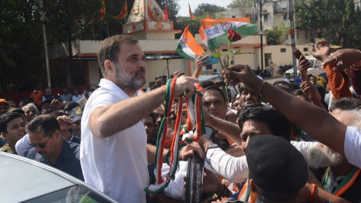 MP Election News: Rahul Gandhi in Bhopal Visits Election Office After Road Show, Public Meeting