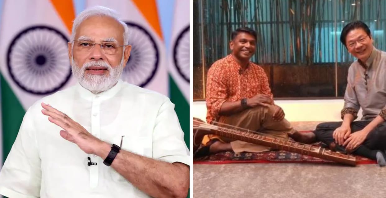 pm modi praise singapore deputy pm lawrence wong sitar playing video wish him best wishes