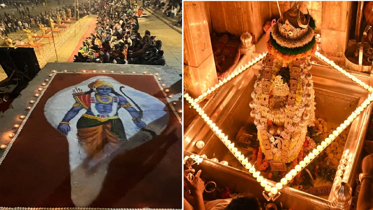 Varanasi's Diwali in pictures: Kashipuradhipati's courtyard lit up with lamps, Shri Ram seen amidst nine feet