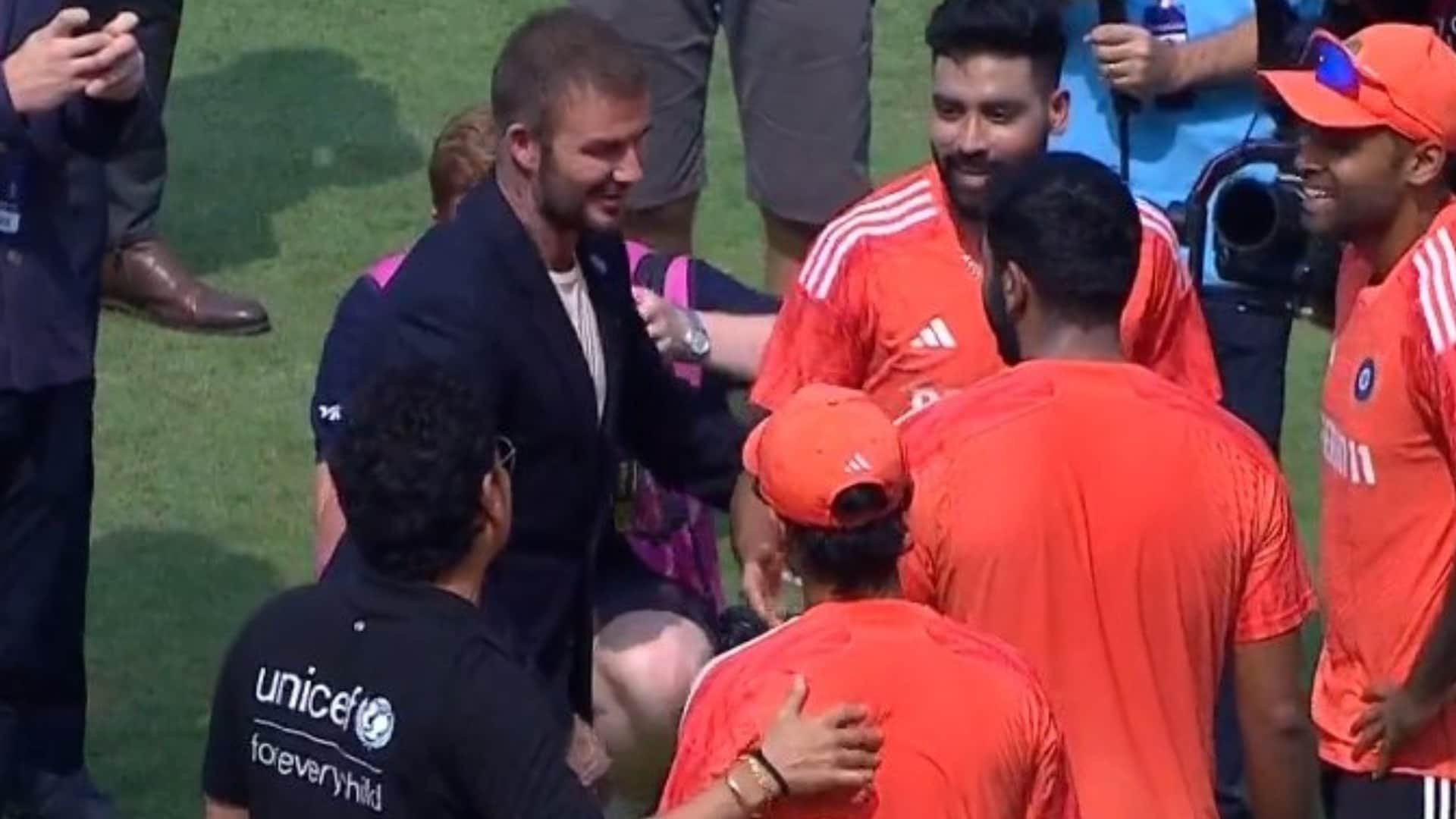 IND vs NZ Semi Final 2023: David Beckham Sachin Tendulkar Meets Virat Kohli and Indian Players, See Photos