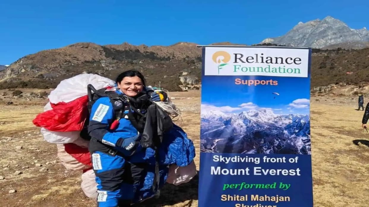Indian skydiver Shital Mahajan sets new record for jumping in front of Mt Everest from 21,500 ft