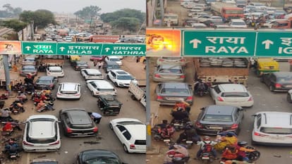 five km long jam on highway due to increase in crowd of devotees on Yam Dwitiya in Mathura