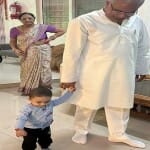 पोते के साथ चहलकदमी करते हुए सीएम भूपेश बघेल
