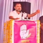 जनसभा को संबोधित करते राहुल गांधी।