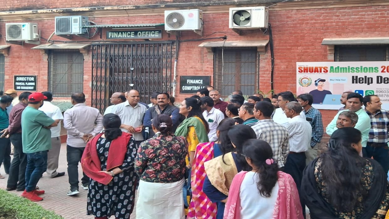 Shuats Employees protested demanding outstanding salaries