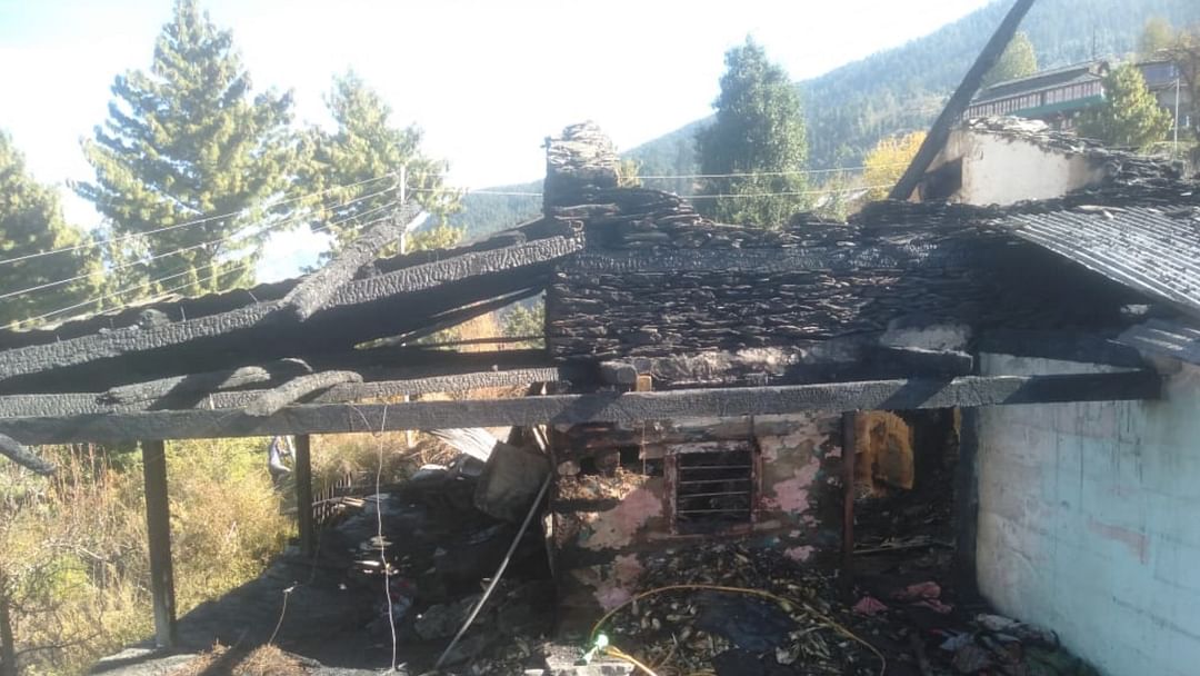 Two storey house gutted in fire at Saranahuli village Kullu Himachal Pradesh