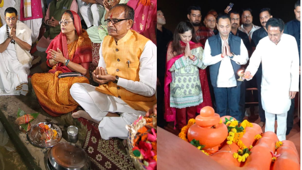 MP Election: Before voting, Shivraj worshiped Mother Narmada, Kamal Nath took blessings of Hanumanji.