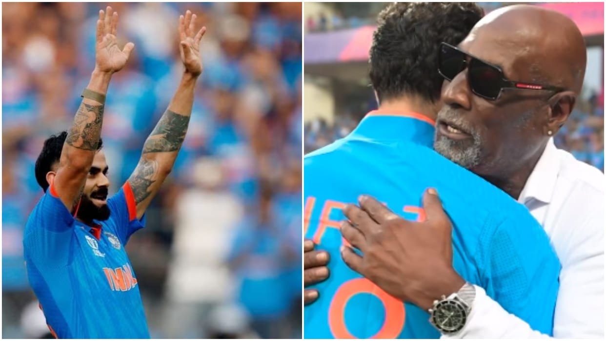 Video Watch Virat Kohli met Vivian Richards after scoring 50th century in ODI wc 2023 ind vs nz semifinals