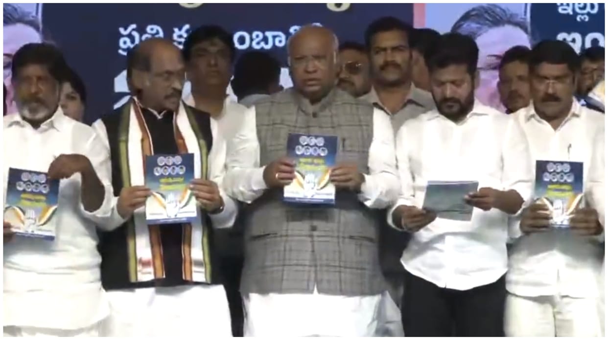 Congress president Mallikarjun Kharge released manifesto for Telangana Assembly elections.