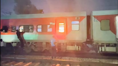 Train Accident news Fire breaks out in S-6 coach of Vaishali Express in Etawah