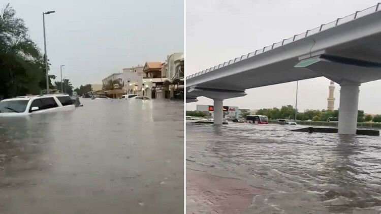 UAE: After heavy rain and storm, flood like situation on roads of Dubai, people troubled by waterlogging