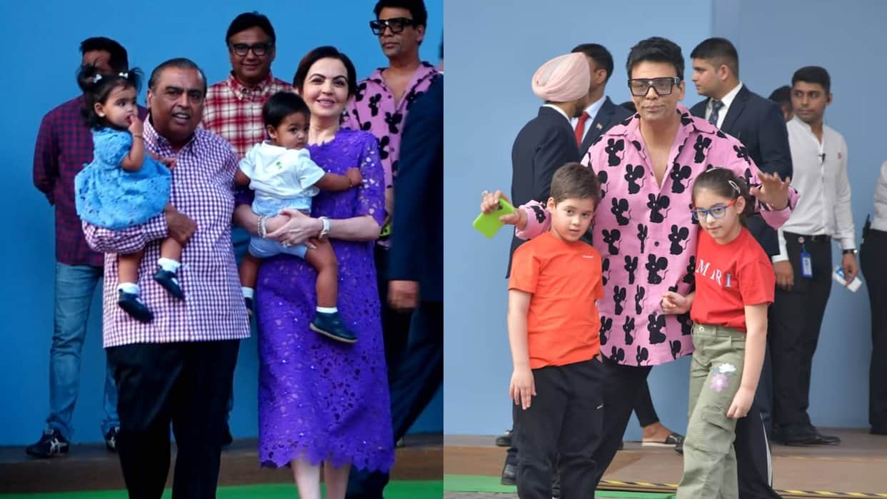 Isha Ambani twins Aadiya Krishna 1st birthday party karan johar kiara advani mukesh ambani kartina karishma