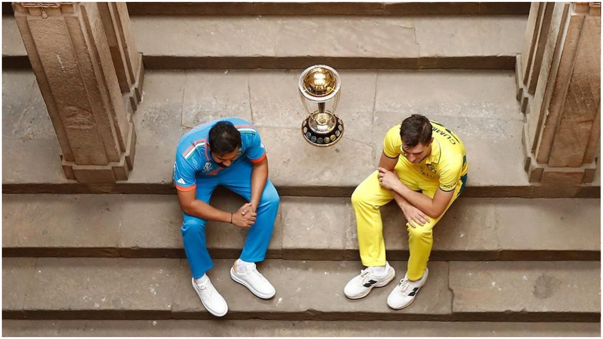India vs Australia World Cup 2023 Final Photo Session Captains Rohit Sharma, Pat Cummins The Adalaj Stepwell