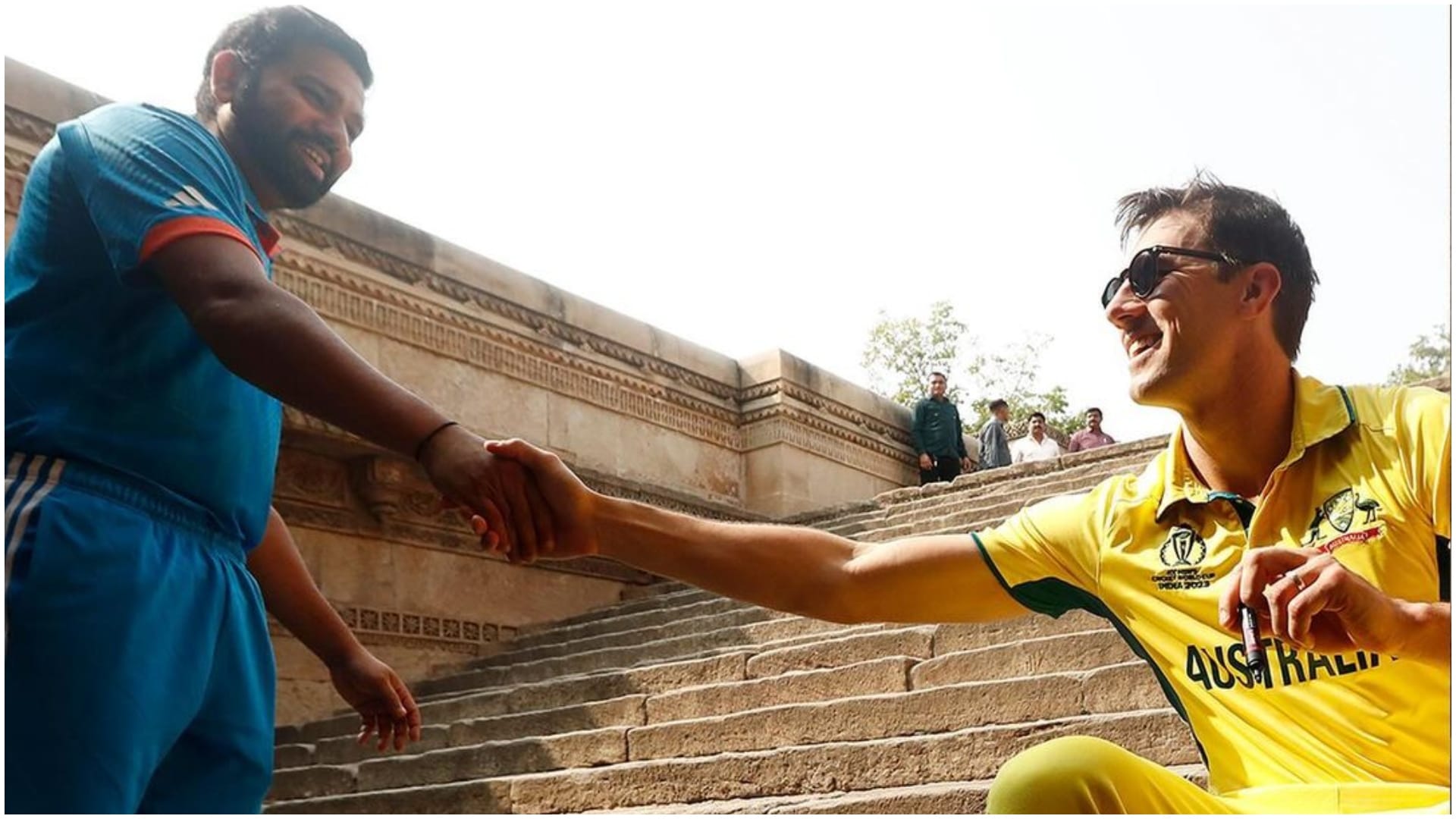 India vs Australia World Cup 2023 Final Photo Session Captains Rohit Sharma, Pat Cummins The Adalaj Stepwell